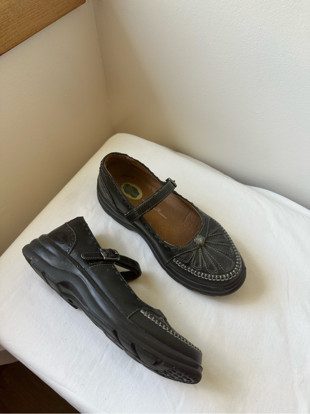 Dr. Comfort Black Leather Mary Jane Shoes Orthopedic Comfort Walking Shoes 5.5